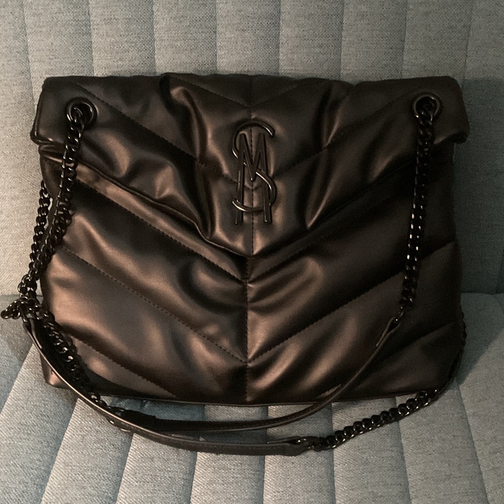 Steve Madden Black Quilted Chain Britta Shoulder Bag